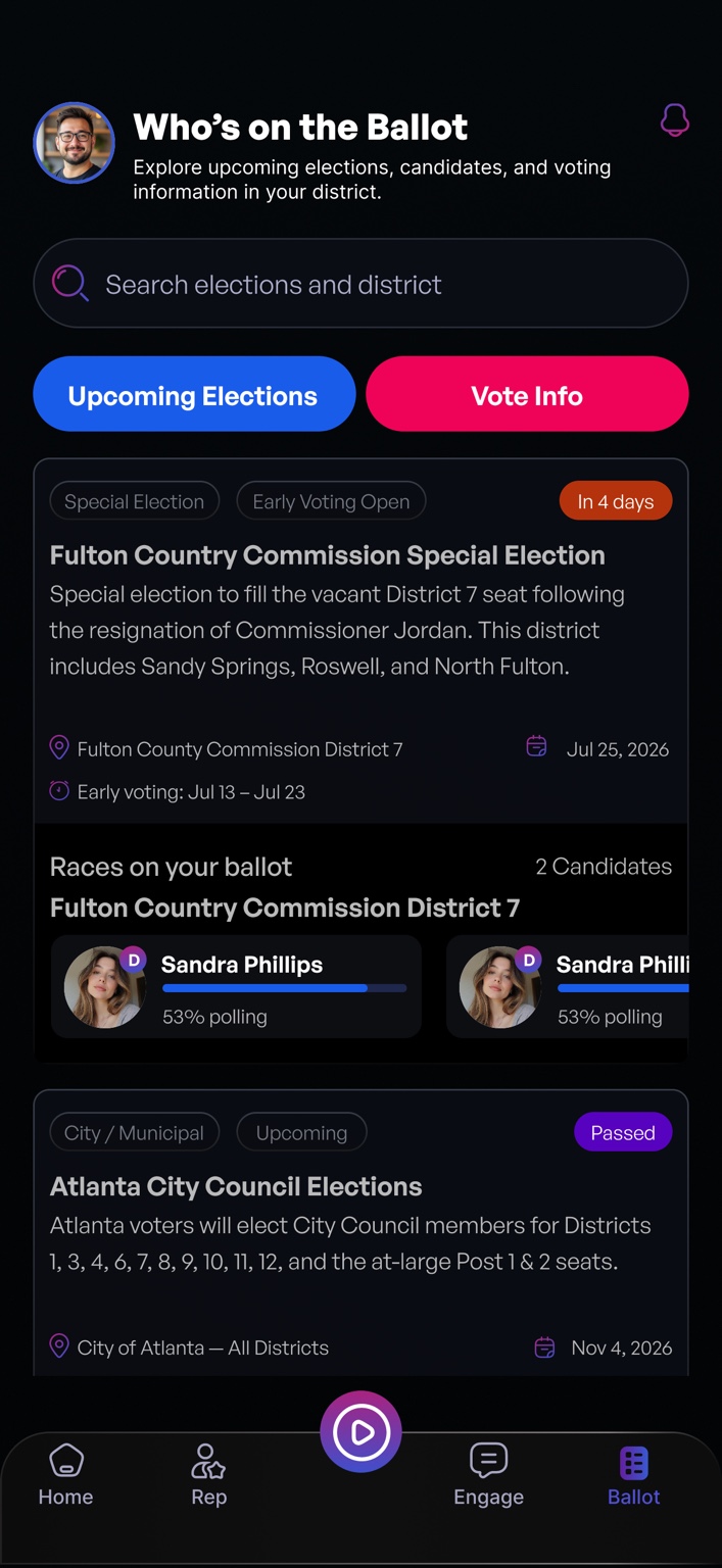 Rabble upcoming elections and ballot screen