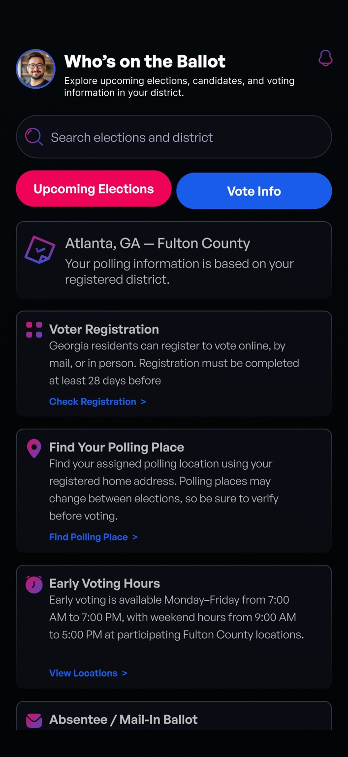 Rabble ballot vote information screen