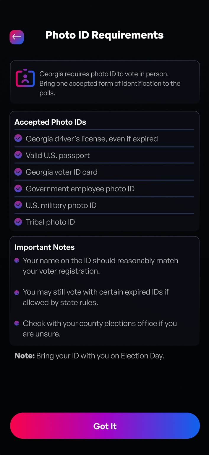 Rabble Photo ID Requirements screen